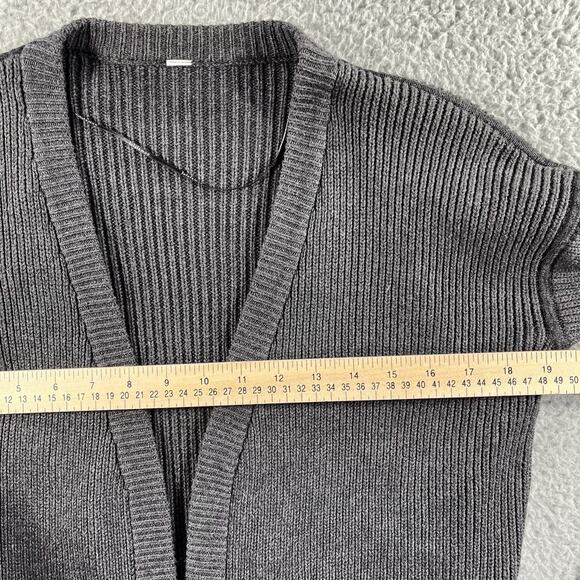 Lululemon Sit In Peace Cardigan Heathered Charcoal Grey Ribbed Open Front 6 - Picture 5 of 6